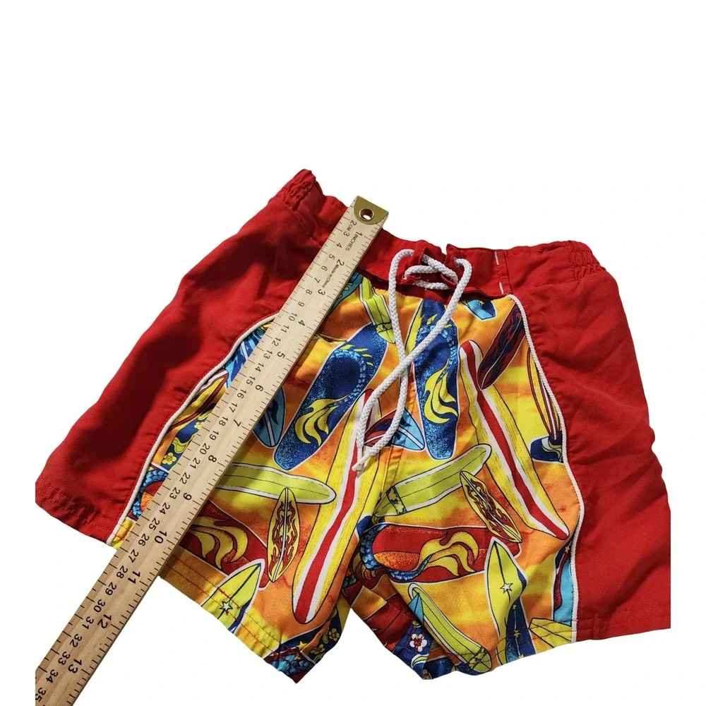 FlapDoodle Kids Red Surfboard Print Swim Trunks Board Shorts Size 2T